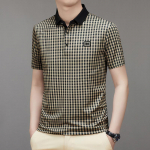 Suvine ruuduline polos&auml;rk meestele &otilde;mblusteta l&uuml;hikeste varrukatega &auml;ri keskealine vabaaja rev&auml;&auml;rkrae T-s&auml;rk M