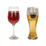 Duo de verres King et queen - Verre &agrave; bi&egrave;re et verre &agrave; vin