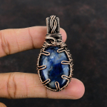 Sodaliidi Ripats Vasktraadiga &Uuml;mbritsetud Kivist Ripats K&auml;sit&ouml;&ouml; Sodaliidi Ehted S&uuml;nnip&auml;evakivi Ripats Kingitus Emale Ilus Vaskehe black