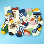 5 paari kunstilise n&auml;omustriga meeste puuvillasokke, mis sobivad igaks aastaajaks, mugavad unisex sokid One size