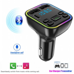 QC3.0 auto kiirlaadija FM-saatja Bluetooth 5.0 vabak&auml;eseade traadita auto topelt-USB autolaadija auto raadiomodulaator MP3-adapter must