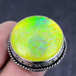 Yellow Triplet Opal Gemstone Handmade 925 Steling Silver Gift Ring Size 7 f1q05