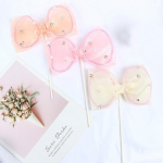 K&auml;sitsi valmistatud Bowknot Cupcake Topper Beebi poiss T&uuml;druk armas printsess s&uuml;nnip&auml;evaks pulma koogi kaunistused tumeroosa v&auml;rv