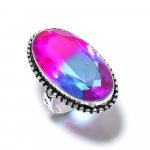 Natural Bi-Color Tourmaline Gemstone 925 Sterling Silver Ring Size 10 f7a66