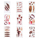 9Pcs Halloween Tattoo Sticker Wound Simulated Scar Waterproof Child-safe zombie makeup tattoos are made from healthy and environmentally friendly ink