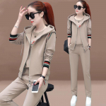 Korea versioon Kevadine ja s&uuml;gisene mood naiste &uuml;likond pikkade varrukatega vabaaja spordir&otilde;ivad, elegantsed naiste kolm &uuml;likonda S must