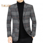 Meeste &uuml;likond, mantel rev, pikkade varrukatega ruuduline muster, kahe n&ouml;&ouml;biga suletav &uuml;likond jakk taskutega Slim Fit &auml;ririided M khaki