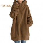 S&uuml;gistalvine kapuutsiga jakk T&otilde;mblukuga, n&ouml;&ouml;riga kapuuts, pikad varrukad lahtised &uuml;hev&auml;rvilised soojad taskud keskmise pikkusega kaela kaitsemantel M tumesinine v&auml;rv