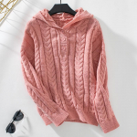 Naiste vabaaja kapuutsiga sviiter retro n&ouml;&ouml;biga kootud kampsun pikkade varrukatega L khaki