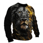 Lion Animal Pullovers Meeste kevad-s&uuml;gis &uuml;mmarguse kaelusega pikkade varrukatega meeste spordir&otilde;ivad plusssuuruses Vintage 3D printiga kapuuts S