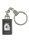 Japanese Spitz, Nihon Supittsu - Crystal key ring with dog photo, illuminated key ring, unique gift by Art-Dog brand
