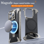 Luksuslik metallist magnetiline Magsafe telefoni hoidja &uuml;mbris iPhone 16 15 14 Pro Maxile Alumiiniumisulam S&uuml;sinikkiud Traadita laadimise kate For iPhone 15 Pro must