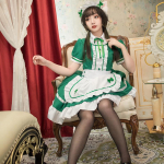 Crossdressing Halloweeni kost&uuml;&uuml;mid meestele Naistele Suures suuruses Sissy Maid Uniform Anime Cosplay Sweet XXL roheline