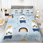 J&auml;nese Tekikoti Komplekt Multifilm Loomade Teema 3D Tr&uuml;kk Kawaii Armas Roosa King Queen Suurus Lastele T&uuml;drukutele Naistele Pol&uuml;ester Voodipesukomplekt 70x133cm 2pcs