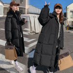 Naiste talvejope, soe parkad Naiste paks puhvis mantel puuvillane polsterdatud park, pika kapuutsiga v&auml;lir&otilde;ivad lahtised naiste lumed 3XL must