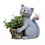 &Otilde;uekassi kuju v&auml;ljas p&auml;ikesekassikuju LED-liblikaga veekindel istutuspott vaigust kassipoja figuur dekoratiivne veranda jaoks