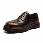 Brogue Ehtne nahk Meeste nahast kingad Vintage Klassikaline stiil Mood Vaba aeg &Auml;ripeod Paksude tallad Meeste pulmakingad 38 pruun