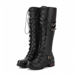 Saapad Rooma stiilis pitsilised p&otilde;lved k&otilde;rged saapad platvormid naiste talvekingad, suur suurus 35-43 Solid Botas Mujer fgb789 3 must