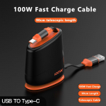 VAORLO Teleskooplaadimiskaabel 100 W superlaadimiskaabel C-t&uuml;&uuml;pi C-t&uuml;&uuml;pi / 8-kontaktilise USB-t&uuml;&uuml;pi C-t&uuml;&uuml;pi Huawei Xiaomi kiirlaadimisliini saab kleepida USB to Type-C must