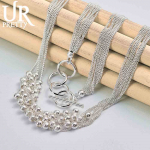 925 naelsterlingist h&otilde;bedast viinamarjahelmestest kaelakee Moodsad pulmaehted 45CM