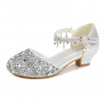 Armsad lapsed Printsesskingad Litrid Mood Rhinestone Lapsed P&otilde;hjuslikud k&otilde;rged kontsad Kevadsuvi T&uuml;drukud Pulmapeokleit Sandaalid 26 h&otilde;be