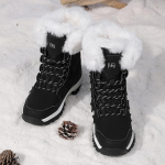 Talvised naiste saapad karusnahast pl&uuml;&uuml;sist lumesaapad naiste platvormiga poolsaapad soojad puuvillased kingad 35 valge