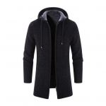 Meeste kudumine mantel Kapuutsiga pingutusn&ouml;&ouml;riga pikkade varrukatega &uuml;hev&auml;rviline jope T&otilde;mblukuga plekk Keskmise pikkusega soe talvejope XL tumehall v&auml;rv