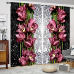 Kuldne teemant roosilill Lilleline akenkardinad elutuppa laste magamistoale vannitoale k&ouml;&ouml;k kontoriuksele kodukaunistus 2tk W60X150H(cm)x2Pcs&Grommet Top