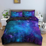 Galaktika ruumi voodipesukomplekt 3D universumi tekikate ps&uuml;hhedeelne tekikate lukuga kuninganna topelt tekikomplektid laste kingitused AU Single(140x210cm)