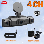 Car Dash Cam 4 kanaliga s&otilde;idukaamera koos WiFi 1080P eesmise vasakpoolse parema tagumise &ouml;&ouml;n&auml;gemise silmuse salvestusega musta kasti autotarvikud 4Ch DVR 0G