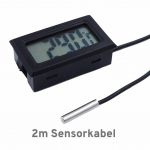 Minitermomeeter, digitaalne temperatuurin&auml;idik koos sondiga 1-5 m must kaabel 2 meters