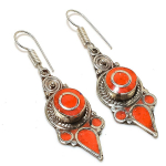 Natural Red Coral Gemstone Handmade Jewelry Earring 2.40 a5c50