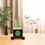 Bambusest kuju kaunistus Lauapealne Vaik Kollektsioon Skulptuur Feng Shui Figuriin jaoks beige