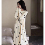 Uus &ouml;&ouml;s&auml;rk naiste puuvillane pidžaama kleit t&uuml;drukutele keskmise pikkusega kevadine s&uuml;gisene pidžaama naiste vaba vabaaja pidžaamad M