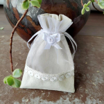 5 tk puuvillast linasest pitsist liblikottega otsataskuga organzast &uuml;hendamise kinkekott pingutusn&ouml;&ouml;riga ehete hoiukott 10x15CM valge