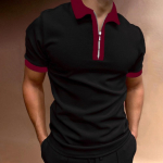 Meeste l&uuml;hikeste varrukatega T-s&auml;rk, Slim Fit, Patchwork, lukuga, allakeeratava kraega, meeste golfipolos&auml;rgid, suvised T-s&auml;rgid, t&auml;navariietus, hingav M must