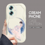 Armas koomiksimustriga kreemjas tekstuuriga korpus, lainelise servaga pehme silikoonkaanega telefoni&uuml;mbris OPPO Reno Realme jaoks OPPO A32 must