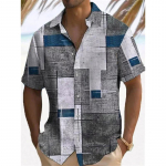 Suvine meeste s&auml;rk Retro gradienttekstuuriga 3D-prindiga l&uuml;hikeste varrukatega &uuml;he rinnaga s&auml;rk Hawaii s&auml;rk M