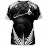 Naljakas piljard 3D-prinditud suvemood Lihtne meeste ja naiste vabaaja sport Igap&auml;evased uued &uuml;mara kaelusega l&uuml;hikeste varrukatega T-s&auml;rgi topid S