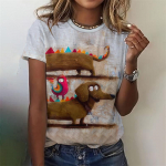 3D-prinditud Kawaii kassi koerte T-s&auml;rk naistele Naljakad loomade graafilised t-s&auml;rgid Suvised vabaaja kaelusega topid L&uuml;hikeste varrukatega lahtised T-s&auml;rgid 5XL