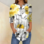 Naiste vabaaja 3/4 varrukatega s&auml;rgid moekad P&uuml;ha Patricku prindiga tuunika topid taskutega L beež