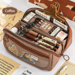 9-kihiline suure mahutavusega pliiatsikott INS &uuml;hev&auml;rviline l&otilde;uendist penaal loominguline lihtne kirjatarvete hoiukott armas &otilde;pilase kingitus pruun