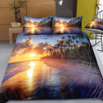 Dream NS Moodne Loodus Voodipesukomplekt 3D Digitaaltr&uuml;kk Rannas Kookospuu Suvine Magamistoa Voodilina Padjap&uuml;&uuml;r Voodipesu Komplekt 110X230cm(2Pcs) white