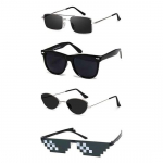 Sheomy Unisex Combo pakkumine 4-v&auml;rviliste prillidega ruudukujulised p&auml;ikeseprillid Ristk&uuml;lik Retro Vintage Kitsad Naised::Mehed, MC-162