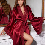 Naiste hommikumantlid &Ouml;&ouml;riided Pidžaamad Pikk Must Pitsiga &Auml;&auml;ristatud Kleit Pulm M