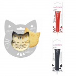 Kit pour biscuit en relief Chat + 2 Stylos au chocolat rouge et noir