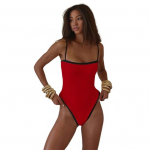 Naiste &uuml;hes t&uuml;kis bikiinid vintage k&otilde;rge l&otilde;ikega ujumistrikoo bandeau rannariided rinnapatjadega naiselikud ujumisriided rannapuhkuseks surfamiseks basseinis ujumiseks S must