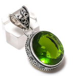 Natural Peridot Gemstone Handmade 925 Sterling Silver Jewelry Pendant 2.36 b3l60