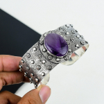 Looduslik Amet&uuml;st V&auml;&auml;riskivi K&auml;sitsi valmistatud 925 Sterling H&otilde;be Mansett K&auml;ev&otilde;ru, Amet&uuml;st K&auml;ev&otilde;ru, Naisele, Unisex K&auml;ev&otilde;ru, Kingitused Pulmadeks 6" lilla