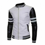 Lamenaha Nahast Mootorratturi Biker Meeste Jakk Must & Valge Ehtne K&auml;sit&ouml;&ouml; S valge/must